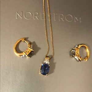 Elegant pure silver Gold plated Blue Jewelry Set